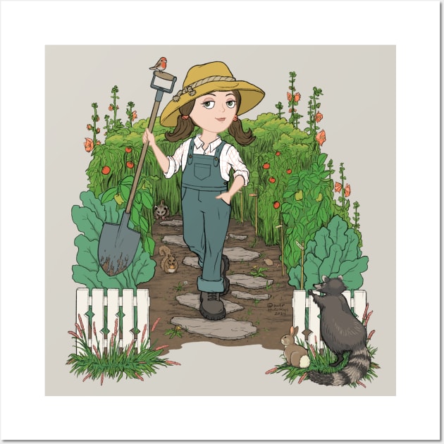 Garden Girl and the Critters Wall Art by moonfreakformula